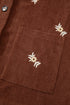 Floral Embroidered Wide Wale Corduroy Button Front Patch Pocket Jacket